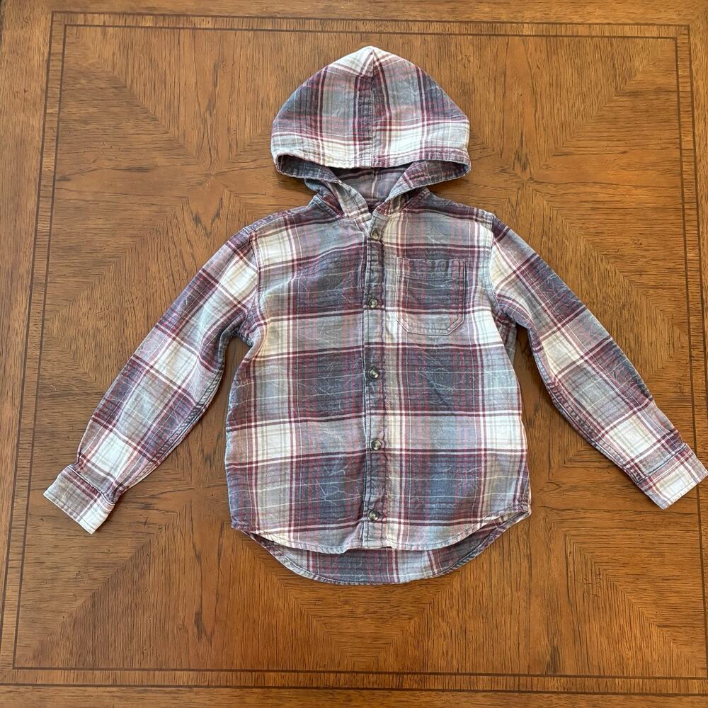 Boys flannel shirt hoodie 6/7